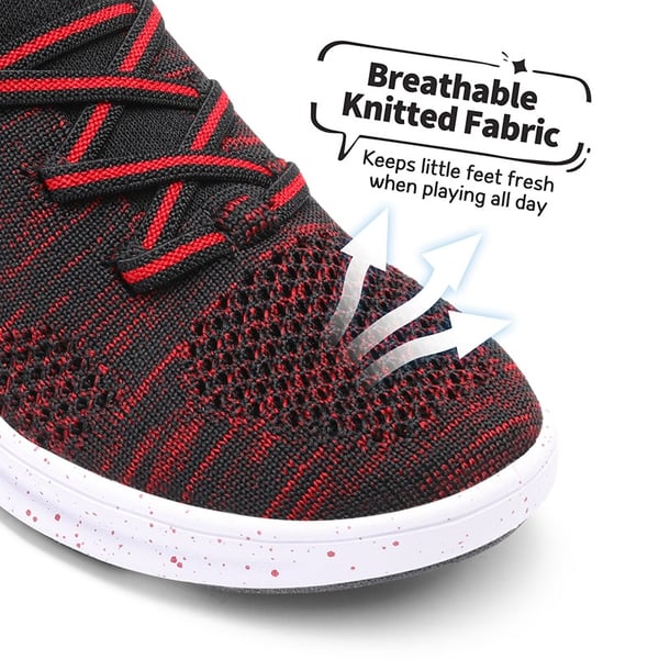 Knit Lightweight Slip-on Sneakers - BLACK RED - 2